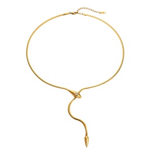 Collana a Catena a Osso di Serpente in Acciaio al Titanio Placcato Oro Stile Europeo Americano per Donne e Ragazze - Product Image 6