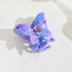 Qianjin, pinza para el pelo de mariposa doble de plástico de color caramelo, diseño de sonrisa, Clip de tiburón texturizado, tocado de Estilo Hawaiano para niña - Product Image 6