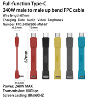 Kabel Data USB4 PD 240W USB C Male ke Type C Male 80Gbps Transfer Audio 8K FPC Portabel Kabel Pendek untuk Notebook dan Ponsel