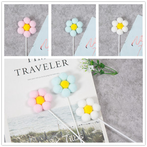 Cake Toppers Felt Ball Flowers Round Polyester Handmade Birthday Party Decorations - Product Image 5