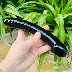 Bâton de massage en obsidienne noire naturelle, jouet sexuel, masturbateur, baguette yoni, 17,5 cm, 350 g, fait main, pour exercices de Kegel et massage thérapeutique - Product Image 2