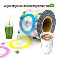 Rouleau de film d'étanchéité en papier biodégradable imprimé personnalisé Film d'étanchéité jetable pour gobelets Boba Bubble Tea Pp
