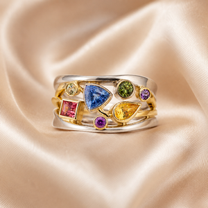 Multicolor Geometric <b>Ring</b> for Women <b>Wave</b> Line Design Daily Wear Finger Accessory - Product Image 6