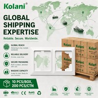 Cadre de finition pour prise double Kolani, norme européenne 120x84mm, ignifuge, en PC, à fixation par encliquetage, double découpe