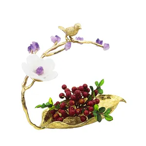 Light Luxury Iron Serving Tray Leaf Designs Candy Dried Storage Bowl Decorative Art Fruit Plate