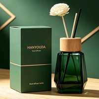 Bouteille diffuseur de parfum hexagonale en verre noir vide avec bouchon personnalisé à vis, diffuseur d'huile aromatique de luxe pour la maison