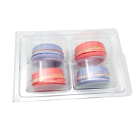 Boîte à macarons en plastique PET jetable de qualité alimentaire, transparente, en blister, emballage en coquille pour 4 macarons