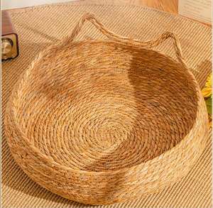 Всесезонный Экологичный Круглый Коврик для Кошек из Плетеного Ротанга, Удобная Лежанка и Гнездо для Животных, Однотонная Подстилка, Аксессуары для Защиты от Царапин - Product Image 3