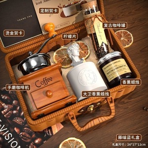 Coffret Cadeau Café Premium avec Moulin à Café Manuel, Panier Tressé de Luxe, Coffret Cadeau pour Amateurs de Café, pour la Maison, le Bureau, Anniversaire, Fêtes - Product Image 5