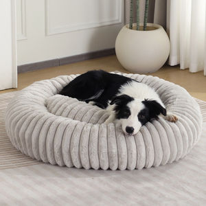 Nieuwe imitatie konijnenvacht gestreepte donut hondenbed luxe en comfortabel rond wasbaar kattenmat warme huisdiermat voor honden en katten - Product Image 1