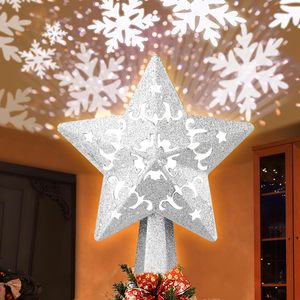 Ornements de décoration en gros Toppers d'<span class=keywords><strong>arbre</strong></span> de Noël <span class=keywords><strong>Projecteur</strong></span> de flocon de neige rotatif à <span class=keywords><strong>LED</strong></span> - Product Image 2