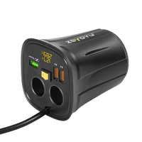 Chargeur de voiture 12V/24V 120W, double prise allume-cigare, 3 ports USB à charge rapide, affichage numérique de la tension et de la température, adaptateur secteur