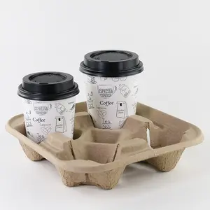 İstistackable Take-out hamuru Fiber bardak taşıyıcı 4 bardak tutucu tepsi tutucu geri dönüşümlü paket kahve kupası tutacağı gitmek