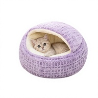 Lit pour chat en peluche douce, nid pour animaux de compagnie semi-fermé, lavable, pour chats et chiots