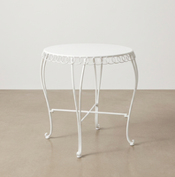 Ensemble de conversation d'extérieur en fil métallique vintage, finition blanche résistante aux intempéries