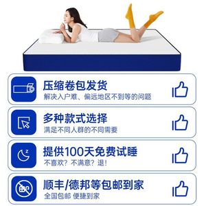 Colchón azul comprimido en rollo, espuma viscoelástica de firmeza media para dormitorio - Product Image 4