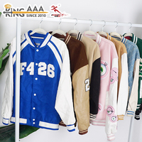 KungFu KingAAA Grosir Seragam Baseball Bekas Jaket Varsity Warna Kontras Jaket Baseball Vintage Bekas Pakaian Bekas