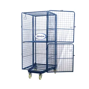 720x820x1720mm 500kg Capacity 4 Wheel Warehouse Storage Wire Mesh Container Roll Cage Trolley