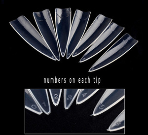 500 unids/lote salón de <span class=keywords><strong>uñas</strong></span> Stiletto de la cubierta completa <span class=keywords><strong>uñas</strong></span> Consejos <span class=keywords><strong>manicura</strong></span> Artificial Blanco/transparente/Natural de la cubierta completa clavo consejos - Product Image 2