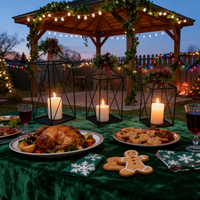 Ensemble de 3 lanternes en métal durables et écologiques faites à la main, support de bougie en fer vintage, support de plante de table, décoration de Noël pour la maison et le jardin