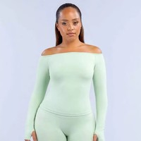 Haut de yoga pour femme à épaules dénudées, manches longues, réversible, séchage rapide, anti-transpiration, extensible dans quatre directions, écologique, imperméable