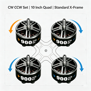 Motore per Quadricottero da 10 Pollici con Set di Rotazione CW CCW Standard, Motore Brushless Outrunner 6S per Costruzioni di Telai FPV Standard - Product Image 1