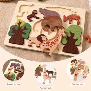 Superbe cadeau pour enfants : <span class=keywords><strong>jeu</strong></span> d'activités <span class=keywords><strong>en</strong></span> bois de qualité supérieure, puzzle sensoriel Montessori sur le thème des animaux de la <span class=keywords><strong>forêt</strong></span> - Product Image 5