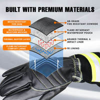 Gants de travail de protection en cuir grainé EN659 à manchette longue, résistants au feu, pour pompiers