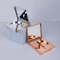 Étui cosmétique portable haut de gamme en plastique PVA doré métallisé, vide, avec miroir, pour fard à joues, poudre libre et illuminateur