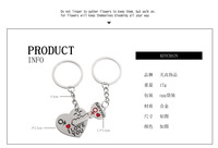 Porte-clés Saint-Valentin « Clé de mon cœur » en alliage de zinc de luxe, sérigraphié, avec logo personnalisé, pendentif couple monobloc