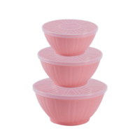 Ensemble de saladier en plastique de légumes fruits 3 pcs de haute qualité avec couvercle