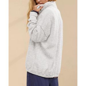 FOXA <b>Women's</b> Oversized <b>Henley</b> Sweatshirt Pullover <b>Top</b> With Quilted Placket Fall Outfits Long Sleeve Knitted <b>Top</b> - Product Image 3
