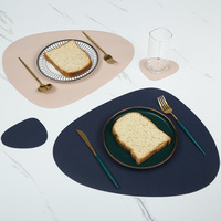 Set de table en cuir de style américain, résistant à la chaleur, imperméable à l'eau et à l'huile, isolant, style nordique, moderne, minimaliste, rond, couleur unie