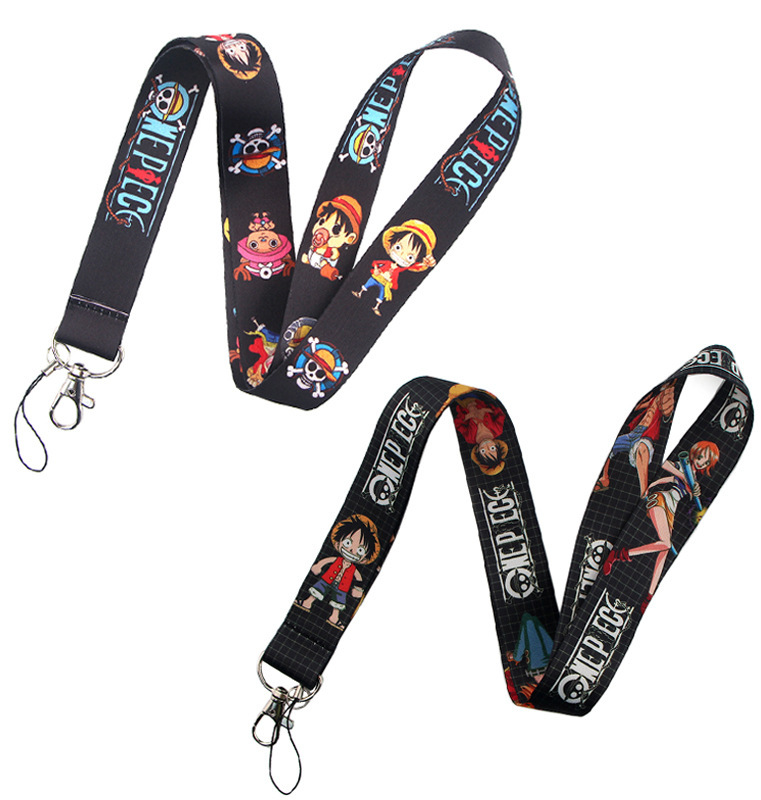 Anti-Lost Lanyards Mobile Phone ID Card Accessories Cool Cartoon Piece Luffy Lanyards Wholesale Custom Satin Anime Lanyard Image 3