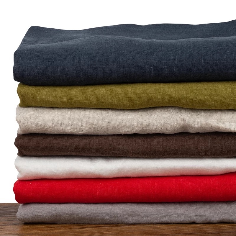 В наличии, мытье из мягкого камня с ферментом, однотонная окрашенная 100% чистая льняная ткань для одежды