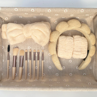 Lot de 12 pièces pour SPA à domicile : Bandeau doux en peluche, bandeaux pour cheveux et poignets, pinceaux de maquillage, kit de lavage pour soins de la peau – Vente en gros usine, personnalisable OEM