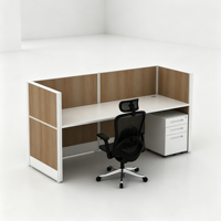 Poste de travail modulaire moderne avec cloison de bureau, bureau individuel avec meuble mobile, cadre en aluminium et panneau en bois