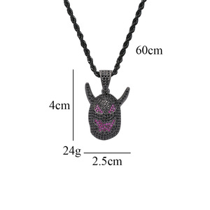 Pendentif Petit Démon, Collier Hip Hop entièrement en Zirconium, Ornement d'Halloween pour le commerce international, Collier Maléfique - Product Image 5