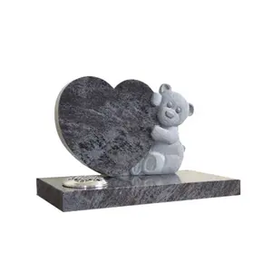 Pedra de coração de granito azul himalaia escultura de urso