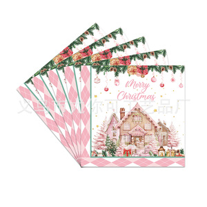 Ensemble de vaisselle de Noël en papier pour fête d'hiver, assiettes, gobelets, serviettes, couverts, 40-60 pièces pour décorations de Noël - Product Image 5