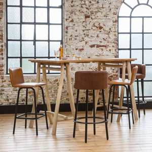 Tabouret de bar élégant en cuir marron rembourré avec base en métal noir robuste pour comptoir de cuisine, salle à manger, restaurant - Product Image 4