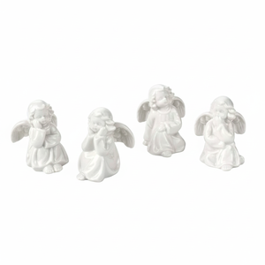Set di 4 statuette e giocattoli natalizi in porcellana da 90 mm a forma di angeli - Product Image 2