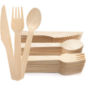 100% Natural Wooden Spoon <b>Disposable</b> Foodgrade Premium Wood Forks Spoons Knives - Product Image 1