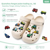Breloques pour sabots en PVC souple perforé pour enfants, ensemble de boucles détachables mignonnes style construction, véhicules de pompier et de sauvetage, créatives et amusantes
