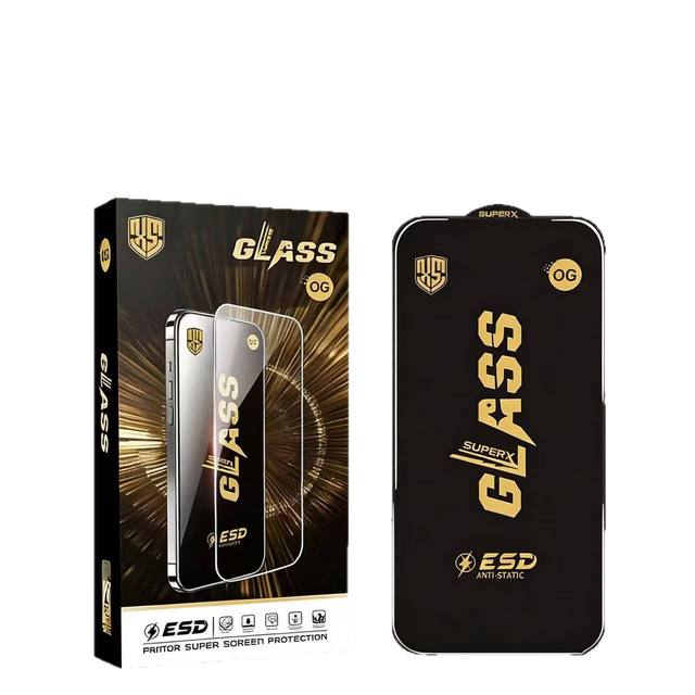 OG ESD High Aluminum Tempered Glass Screen Protector 9H Anti-Static HD Clear Dust-Proof Full Glue for iPhone 17 16 15 Pro Max
