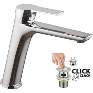 Grifo Mezclador para Lavabo Serie 4 con Palanca Cerrada, Desagüe de 1 1/4\", Cromado, Accesorio para Baño - Product Image 2