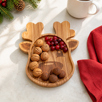 Plateau de service en bois de Noël, vente en gros, idéal pour les biscuits, bonbons, noix et les tables de fêtes