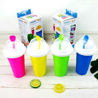 Gobelets à smoothie en plastique écologique de qualité alimentaire 500 ml avec couvercle et paille, pour l'été, pour la préparation rapide de boissons glacées DIY