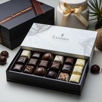 Boîtes d'emballage pour chocolats à la truffe personnalisées avec logo d'usine, recyclables, en carton ondulé blanc de forme carrée, boîte cadeau rigide