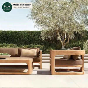 Set Divano da Esterno Moderno e Resistente a 4 Posti in Teak Massello Impermeabile per Villa, Hotel, Soggiorno e Parco - Product Image 1